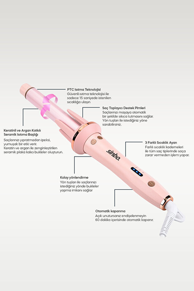 Profesyonel Otomatik Saç Maşası Kalın Su Dalgası 25mm Extra Uzun Başlıklı